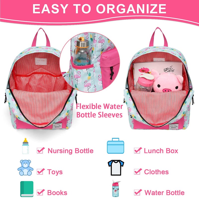 VASCHY Kids Backpack for Little Girls, Preschool Backpacks for Toddler with Chest Strap Cute Pineapple Flamingos - Image 3